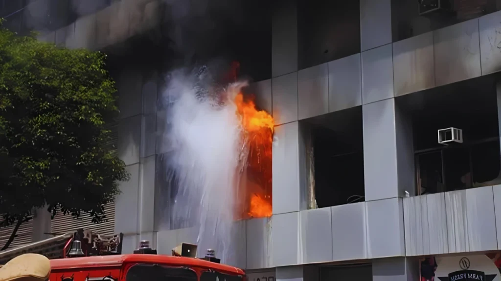 Building on fire